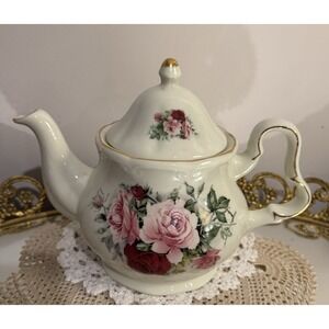 Formalities Rose Trio Six Cup Teapot Trimmed in Gold by Baum Brothers